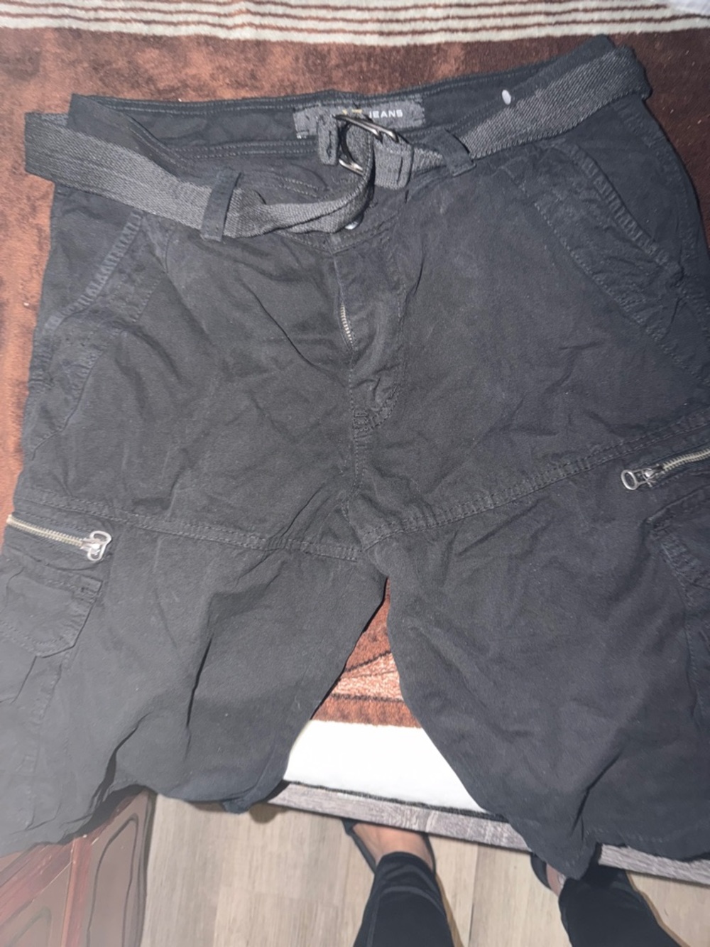 Black Cargo Shorts with Belt